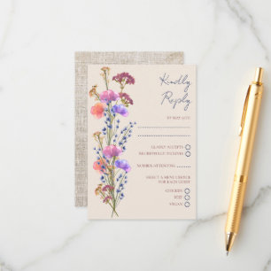 Cartão De Informações Casamento Rustic Beige Acrylic Floral RSVP