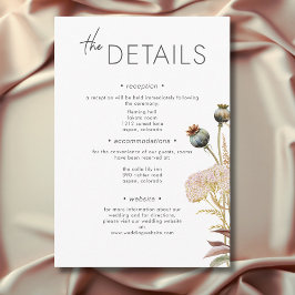 Cartão De Informações Casamento Rustic Boho Delicate Fall Wildflower