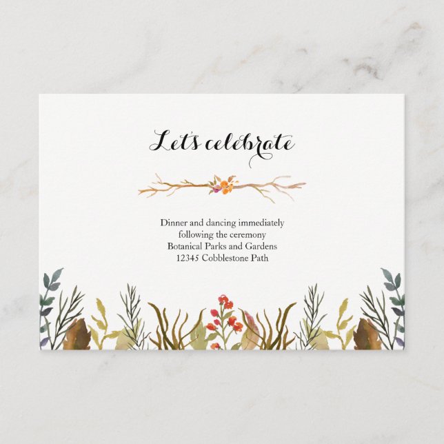 Cartão De Informações Casamento Rustic Boho Woodland (Frente)