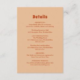 Cartão De Informações Casamento Rustic Burnt Orange Modern