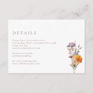 Cartão De Informações Casamento Rustic Fall Orange & Purple Wildflower