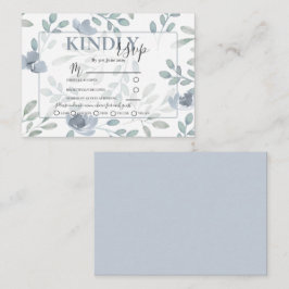 Cartão De Informações Casamento Rustic Flora Dusty Blue & Sage