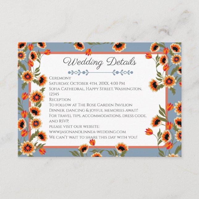 Cartão De Informações Casamento Rustic Floral Escandinávia Inspirado Fol (Frente)