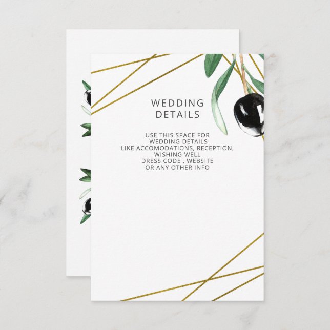 Cartão De Informações Casamento Rustic Modern Geométrico Olive Brands (Frente/Verso)