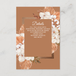 Cartão De Informações Casamento Rustic Terracotta Boho Pampas Orchids
