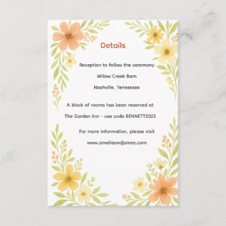 Cartão De Informações Casamento Rustic Wildflower