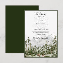 Cartão De Informações Casamento Rústico Floresta Montanha Aquarela