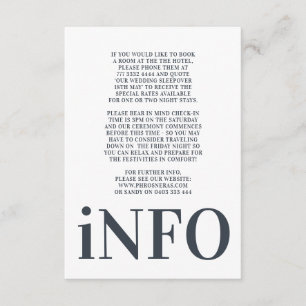 Cartão De Informações Casamento Simples Bold Moderno do Big Monograma