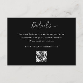 Cartão De Informações Casamento Simples Código QR Detalhes Caligrafia Mo