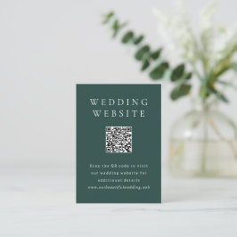 Cartão De Informações Casamento Simples Código QR Esmeralda Clássico