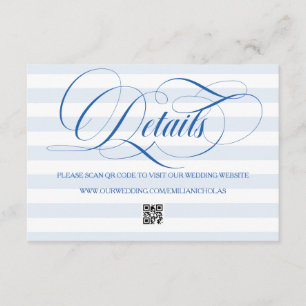 Cartão De Informações Casamento Simples com Listras Azuis