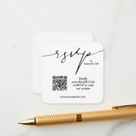 Cartão De Informações Casamento Simples de Código QR Chic