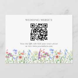 Cartão De Informações Casamento Simples de Código QR de Flor Selvagem