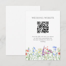 Cartão De Informações Casamento Simples de Código QR de Flor Selvagem