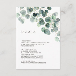Cartão De Informações Casamento Simples de Folhagens com Aquarela