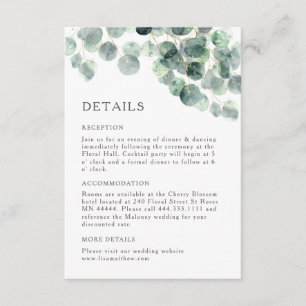 Cartão De Informações Casamento Simples de Folhagens com Aquarela