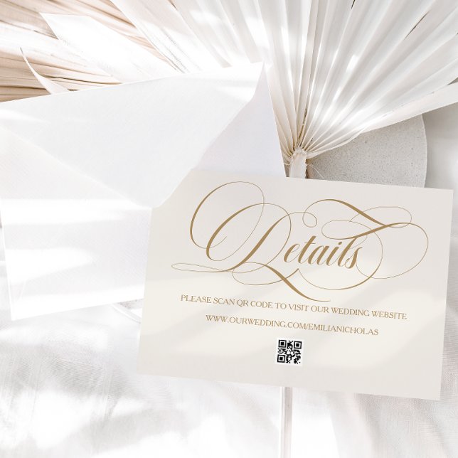 Cartão De Informações Casamento Simples de Ivory Black Classic (Criador carregado)