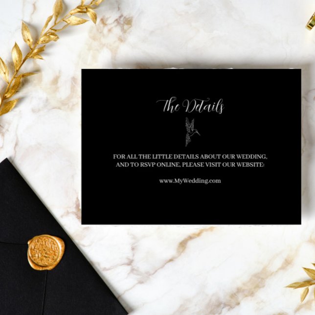 Cartão De Informações Casamento Simples de ROE Preto e Branco (Criador carregado)