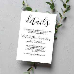 Cartão De Informações Casamento Simples E Minimalista Do Script De Simpl