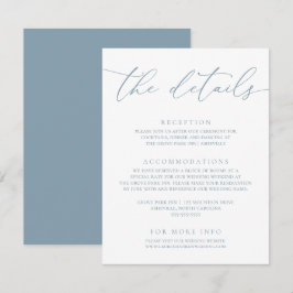 Cartão De Informações Casamento Simples Elegante Azul Empoeirado