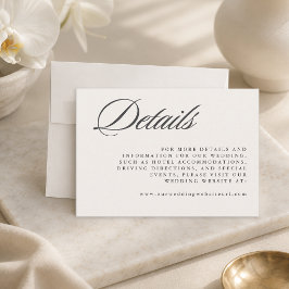 Cartão De Informações Casamento Simples Elegante Minimalista