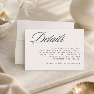 Cartão De Informações Casamento Simples Elegante Minimalista