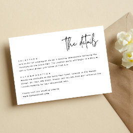 Cartão De Informações Casamento Simples Moderno e Negro