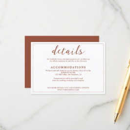 Cartão De Informações Casamento Simples Moderno Terracota Ferrugem em Br