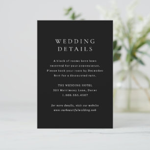 Cartão De Informações Casamento Simples Preto Clássico