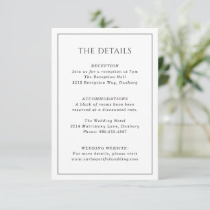 Cartão De Informações Casamento Simples Preto e Branco Elegante