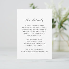 Cartão De Informações Casamento Simples Preto e Branco Limpo