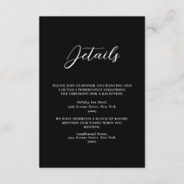 Cartão De Informações Casamento Simples Preto e Branco Minimalista