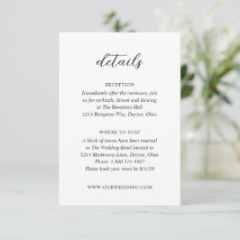 Cartão De Informações Casamento Simples Preto e Branco Moderno