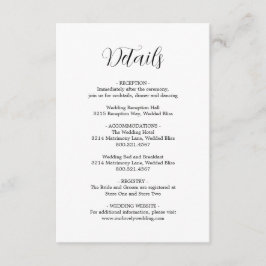 Cartão De Informações Casamento Simples, Preto e Branco Moderno