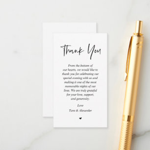 Cartão De Informações Casamento sincero Obrigado, Preto e Branco