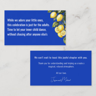 Cartão De Informações Casamento Só para Adultos💙🍋 Azul & Limone