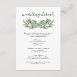 Cartão De Informações Casamento Suculento Rustic Eucalyptus Greenery