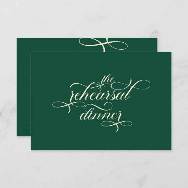 Cartão De Informações Casamento Teal Janto de Ensaio de Caligrafia Elega (Frente/Verso)