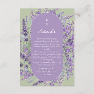 Cartão De Informações Casamento Temático de Lavanda e Salvia da Provença