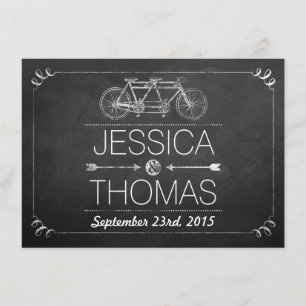 Cartão De Informações Casamento Tipografia Quadro-negro Bicicleta Tandem
