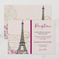 Casamento Torre Eiffel Paris Antiga Flores Cor-de-
