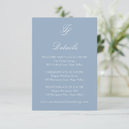 Cartão De Informações Casamento Tradicional de Azul Elegante