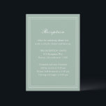 Cartão De Informações Casamento Tradicional de Noiva Verde Timeless Sage<br><div class="desc">Cartão de inclusão de casamento elegante com um design simples e clássico.</div>