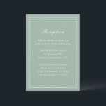 Cartão De Informações Casamento Tradicional de Noiva Verde Timeless Sage<br><div class="desc">Cartão de inclusão de casamento elegante com um design simples e clássico.</div>