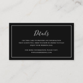 Cartão De Informações Casamento tradicional negro elegante