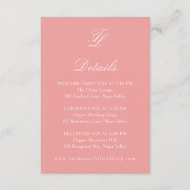 Cartão De Informações Casamento Tradicional Rosa Coral Elegante