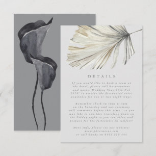 Cartão De Informações Casamento Tropical de Pampas de Cinza