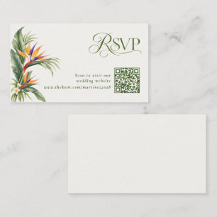 Cartão De Informações Casamento Tropical Elegante Código QR RSVP