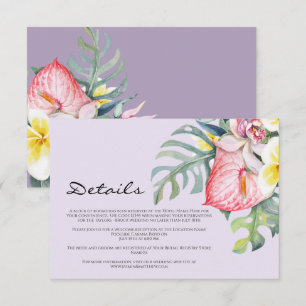 Cartão De Informações Casamento Tropical Floral Moderno no Havaí