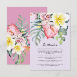 Cartão De Informações Casamento Tropical Floral Moderno no Havaí
